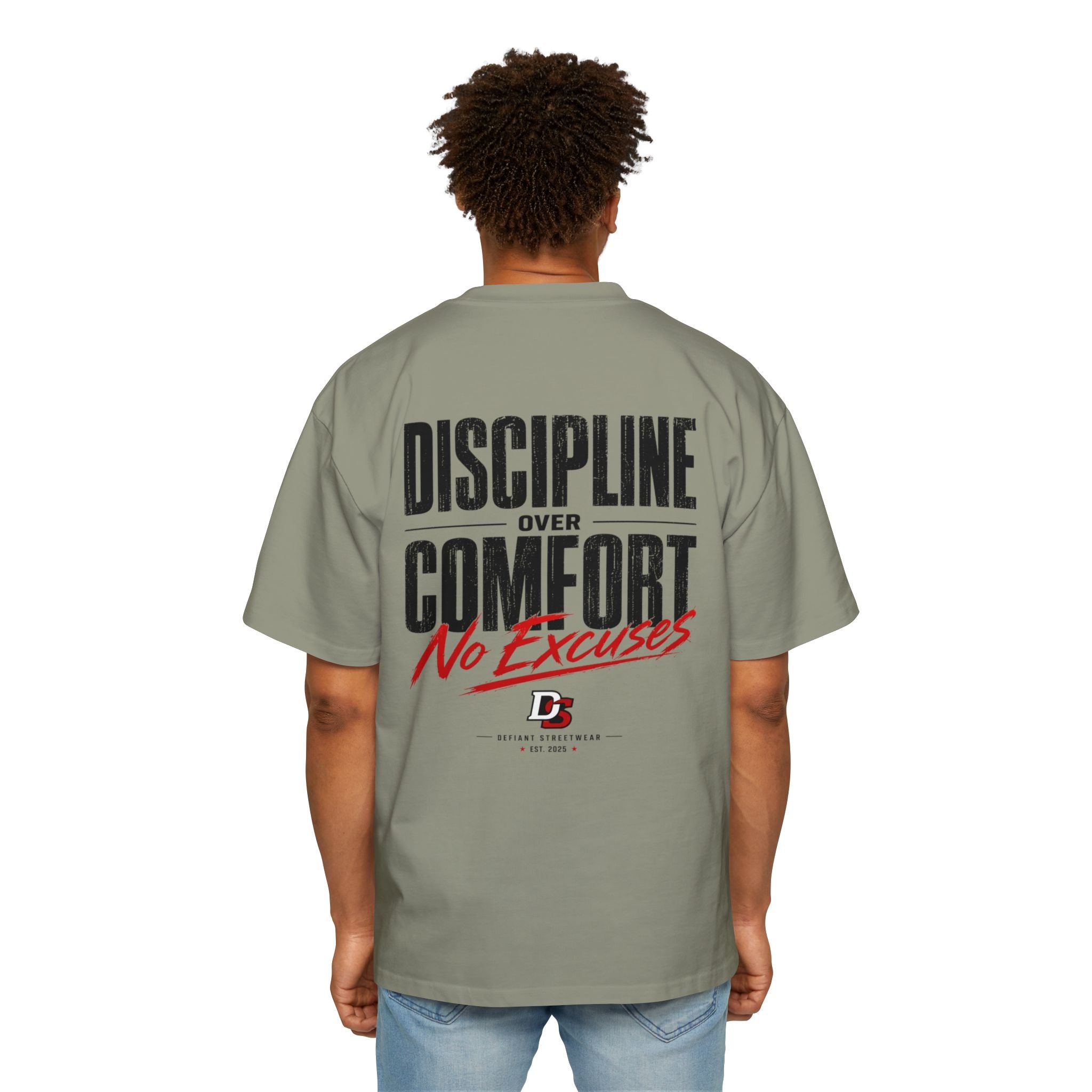 discipline over comfort light color  Heavy Oversized Tee