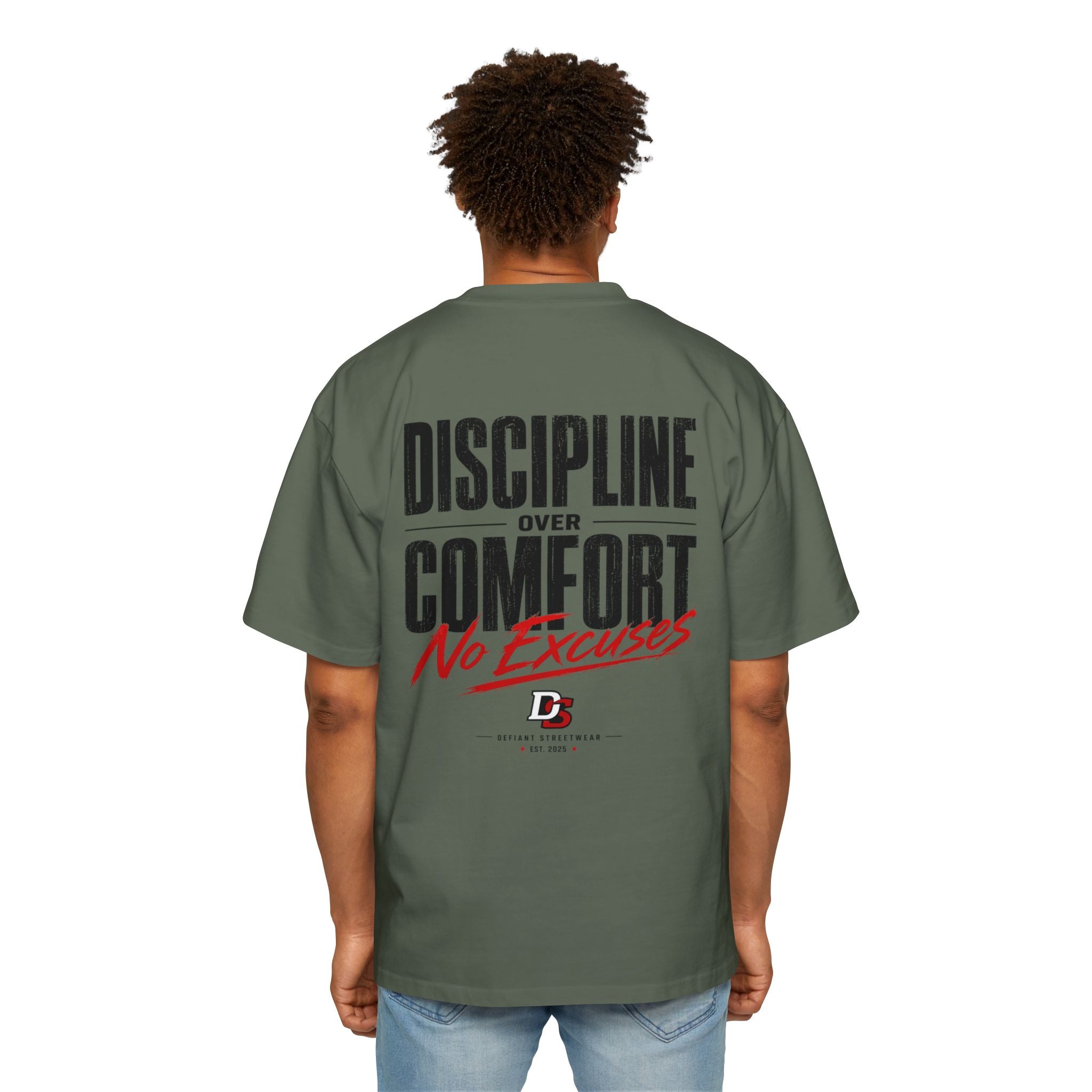 discipline over comfort light color  Heavy Oversized Tee